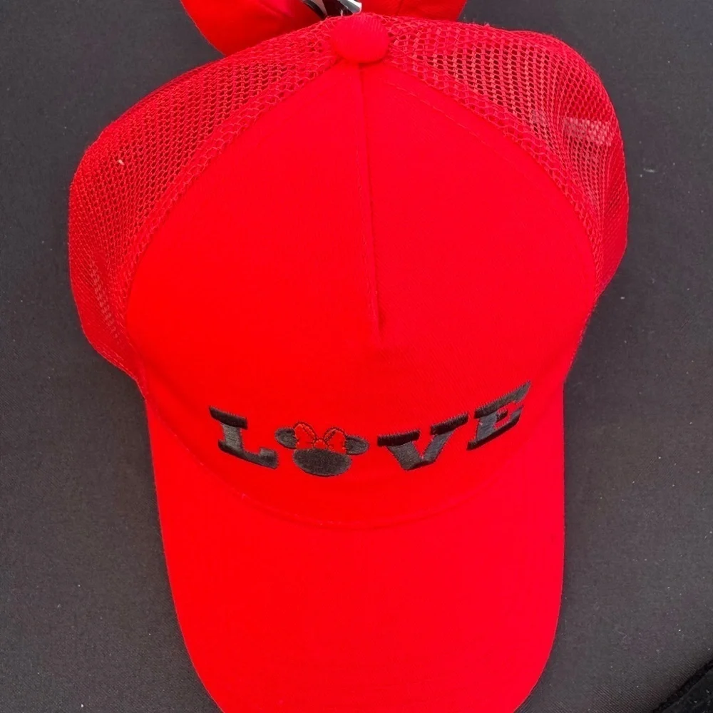 Minnie Mouse Girls Baseball Cap with Bow, Red, One Size Fits Most